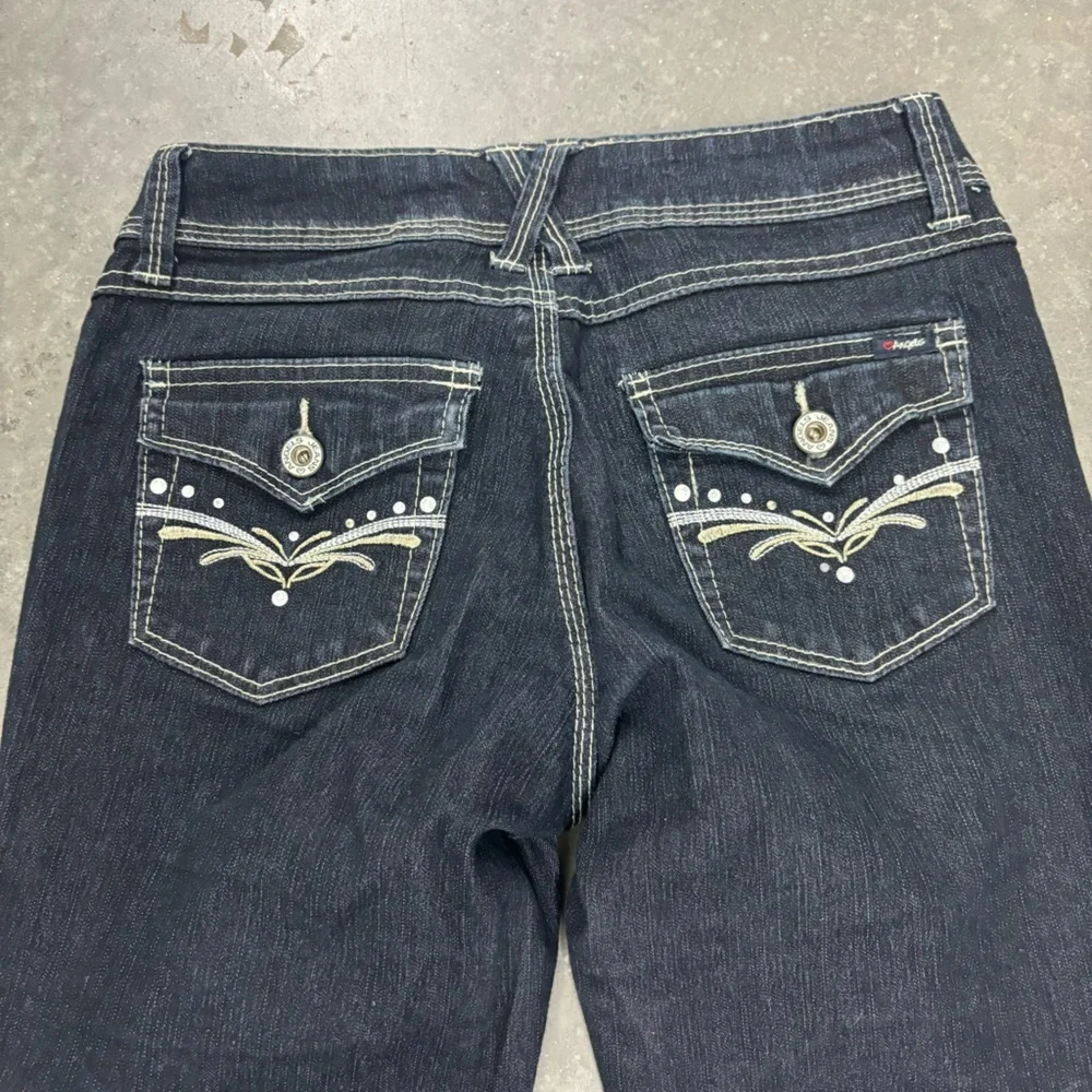 Angels Denim Flared Bootcut Y2K Jeans Dark Blue Womens 5 Mallgoth Preppy - Picture 6 of 6
